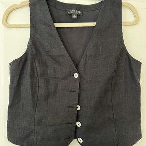 J.Crew Linen Button-Up Vest, Top & Shorts Set